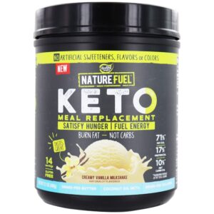 Pó de substituição de refeição Keto 14 Porções Batido cremoso de baunilha - 17.1 oz. Nature Fuel