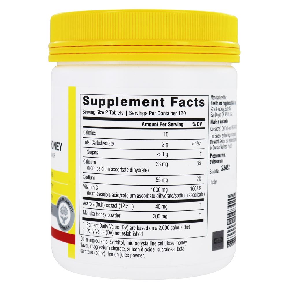 Vitamina C Ultiboost + Manuka Honey Immune Health Support - 240 comprimidos mastigáveis Swisse - Imagem 2