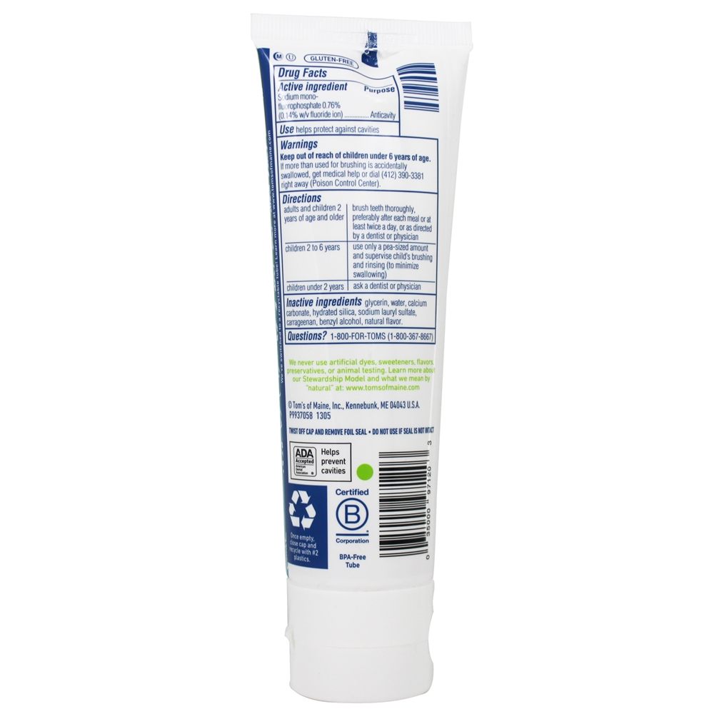 Natural mau fresco! 8 infantil + Pasta de dentes suave com flúor - 5.1 oz. Tom's of Maine - Imagem 2