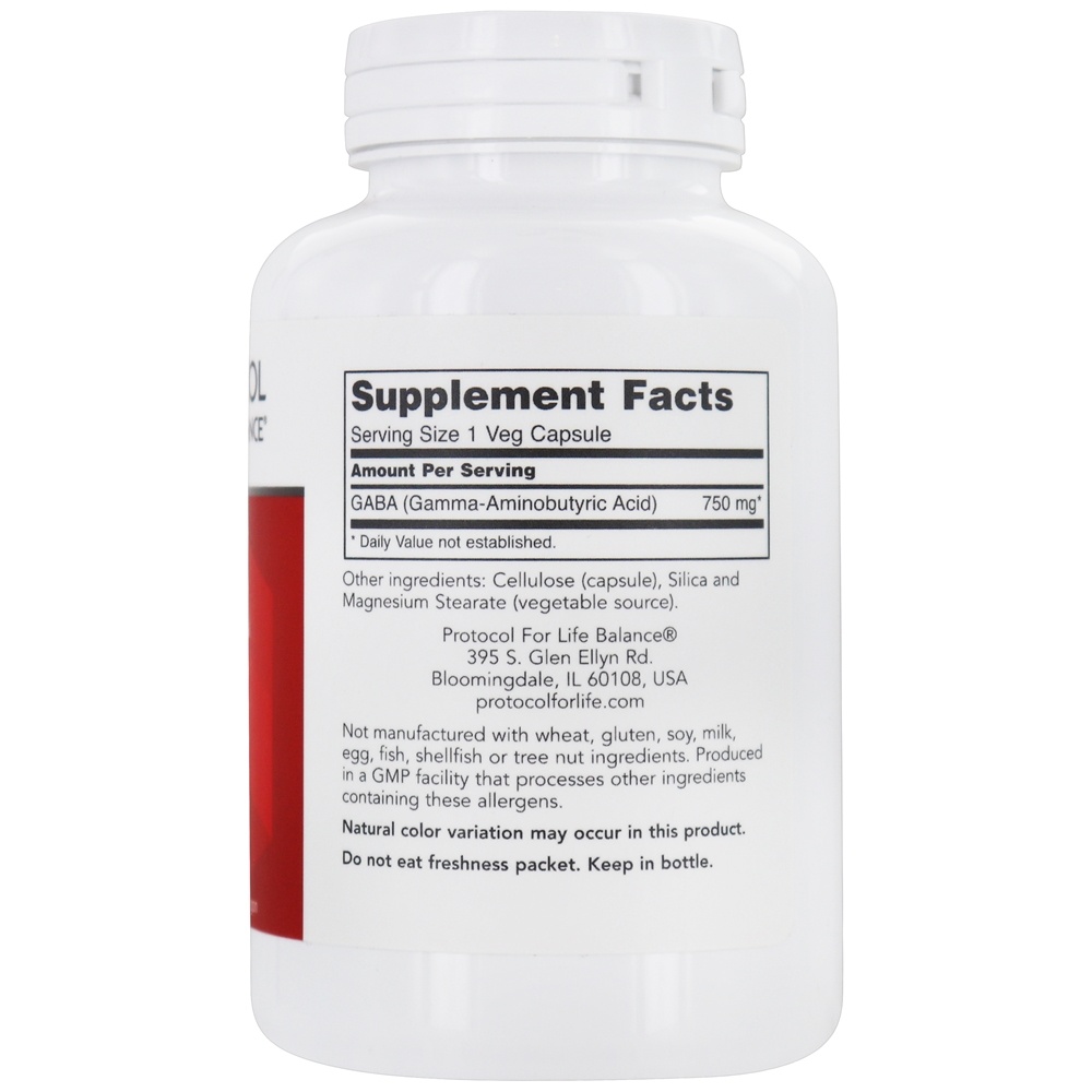 Neurotransmissor natural da GABA 750 mg . - Cápsulas Protocol For Life Balance 120 Protocol For Life Balance - Imagem 2