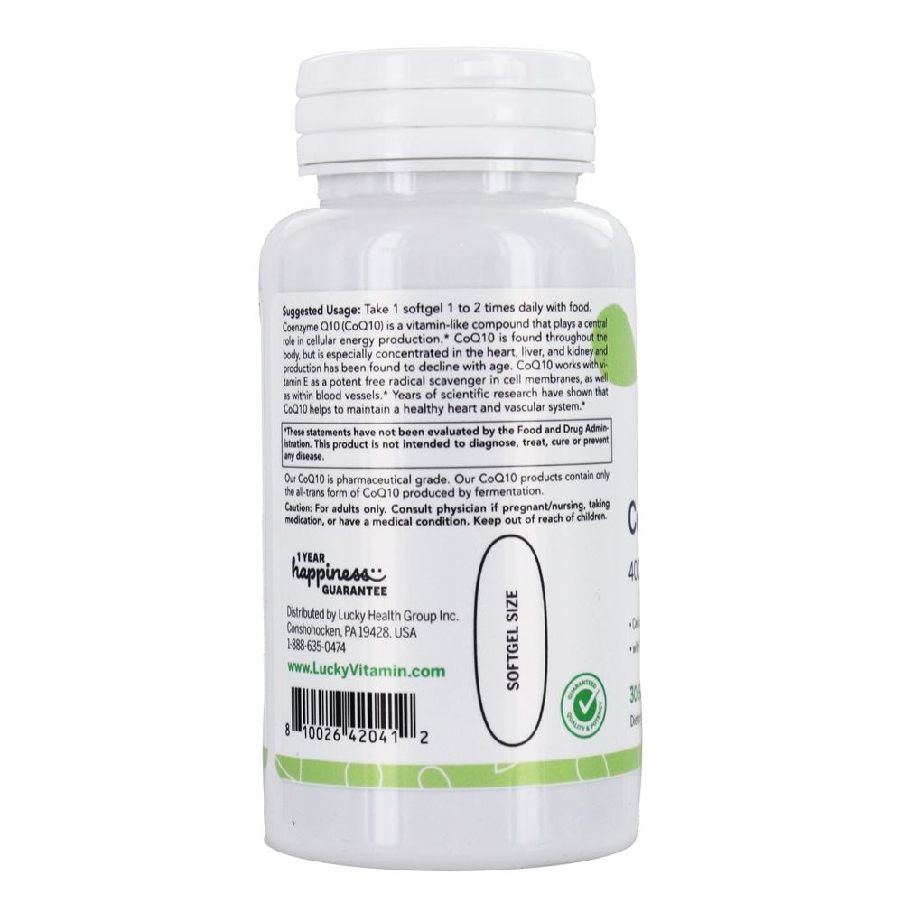 CoQ10 400 mg. - 30 Softgels LuckyVitamin - Imagem 3