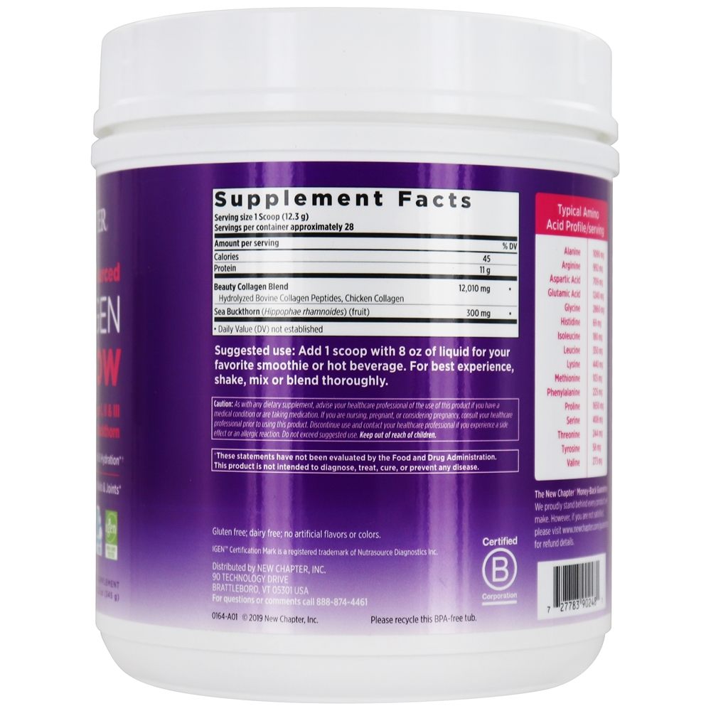 Brilho de colágeno de várias fontes sem sabor - 12.2 oz. New Chapter - Imagem 2