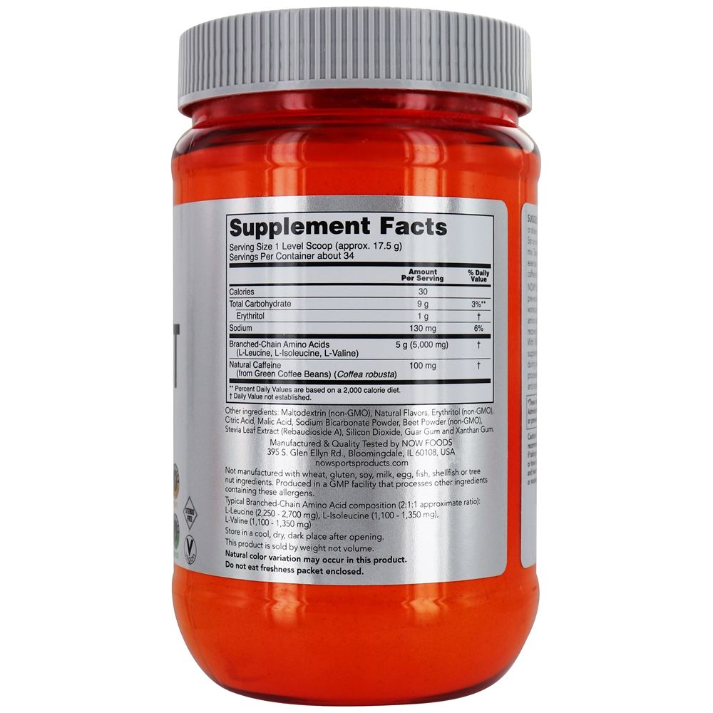 NOW Sports BCAA Blast Powder - Soco Tropical - 600 Gramas NOW Foods - Imagem 2