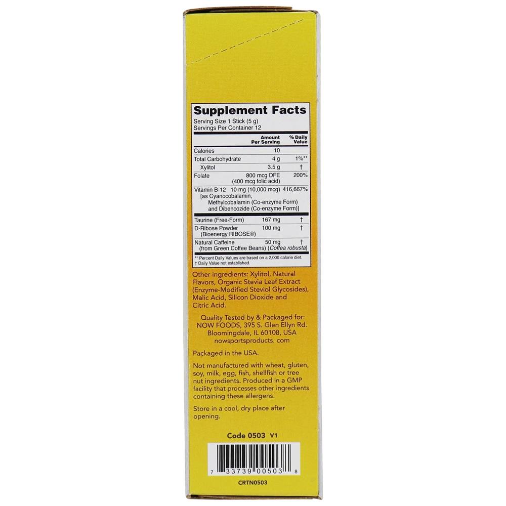 Vitamina B12 Energy Boost em pó Tart Berry - 12 Stick (s) NOW Foods - Imagem 2