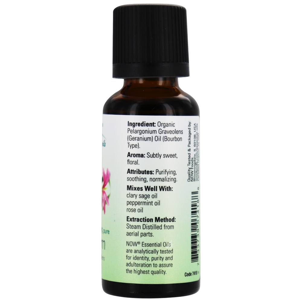 100 % Pure e óleo essencial orgânico de gerânio - 1 fl. oz. NOW Foods - Imagem 2