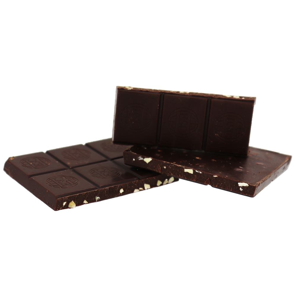 Barra de chocolate escuro 55 % de leite de cacau com aveia, sal marinho e amêndoas - 3 oz. Endangered Species - Imagem 3