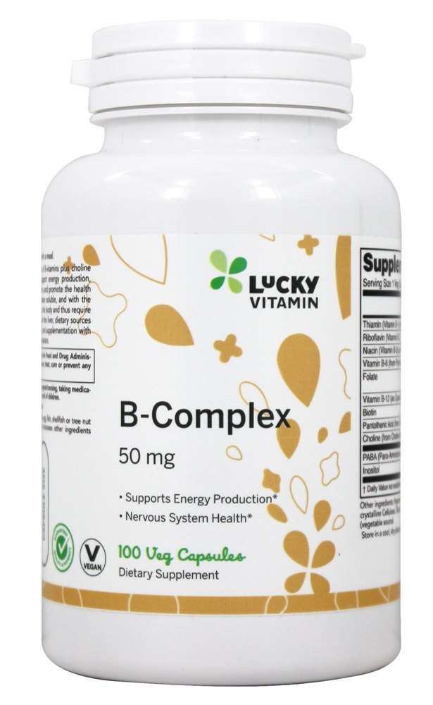 Complexo B 50 mg . - Cápsulas LuckyVitamin 100 LuckyVitamin