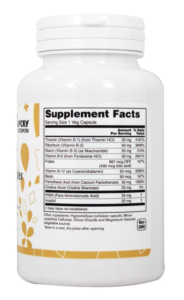 Complexo B 50 mg . - Cápsulas LuckyVitamin 100 LuckyVitamin - Imagem 2