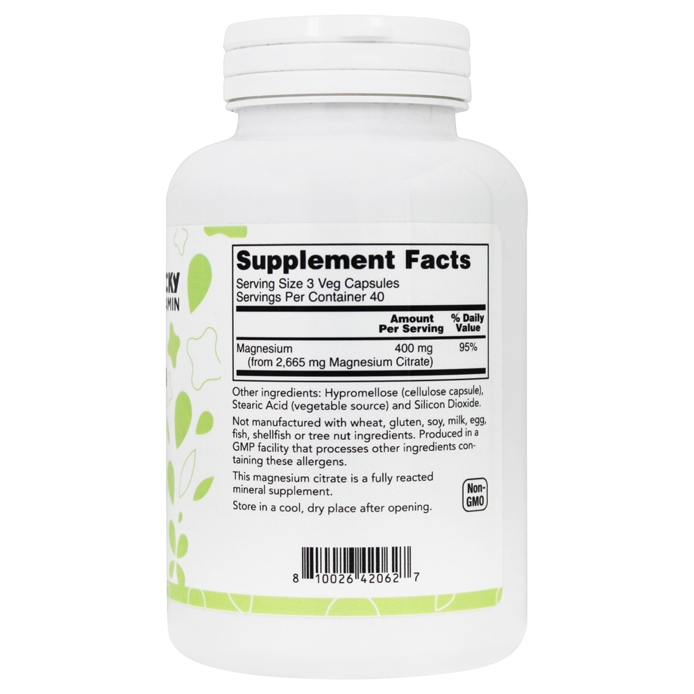 Suporte ao Sistema Nervoso de Citrato de Magnésio 400 mg. - Cápsulas LuckyVitamin 120 LuckyVitamin - Imagem 2