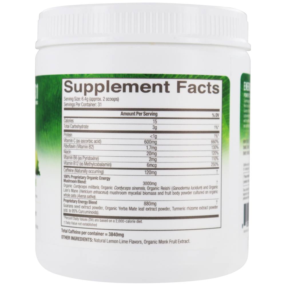 Energy + Mushroom Superfood Bebida Mix Limão Cal - 7.05 oz. Om - Imagem 2