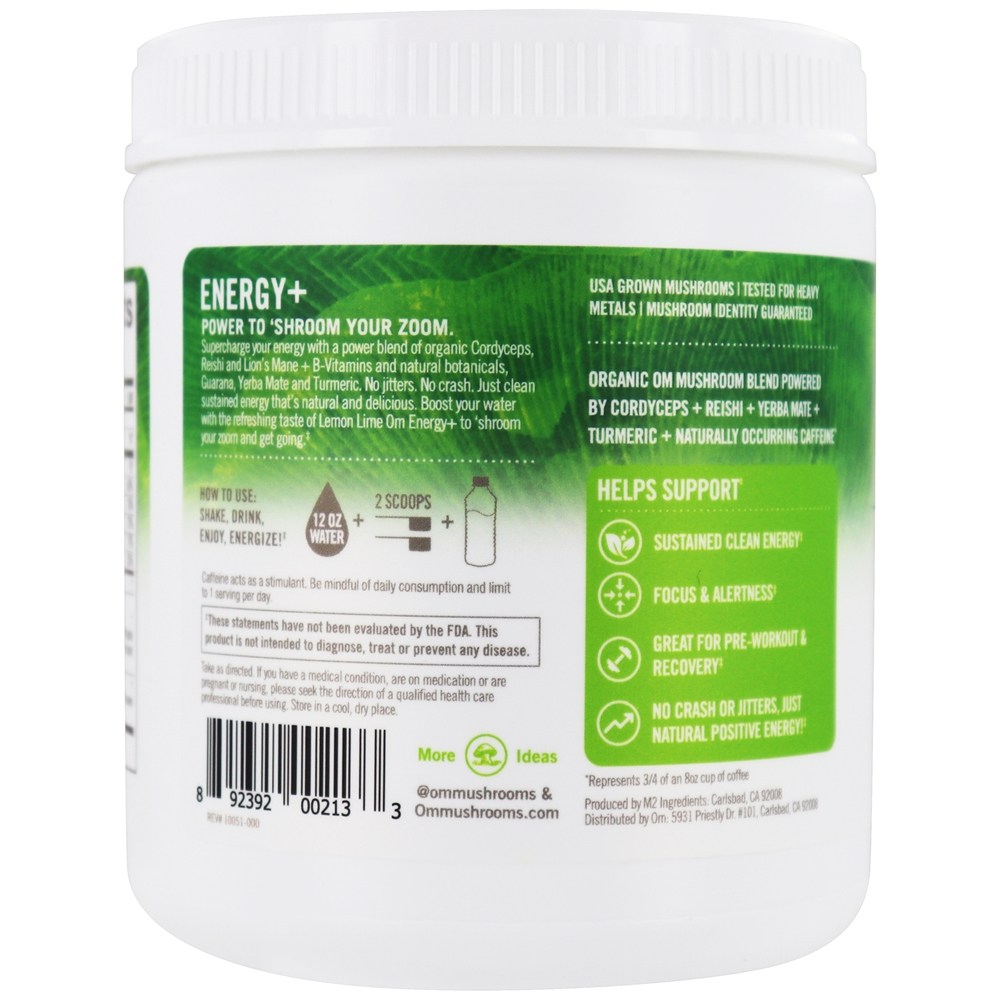Energy + Mushroom Superfood Bebida Mix Limão Cal - 7.05 oz. Om - Imagem 3