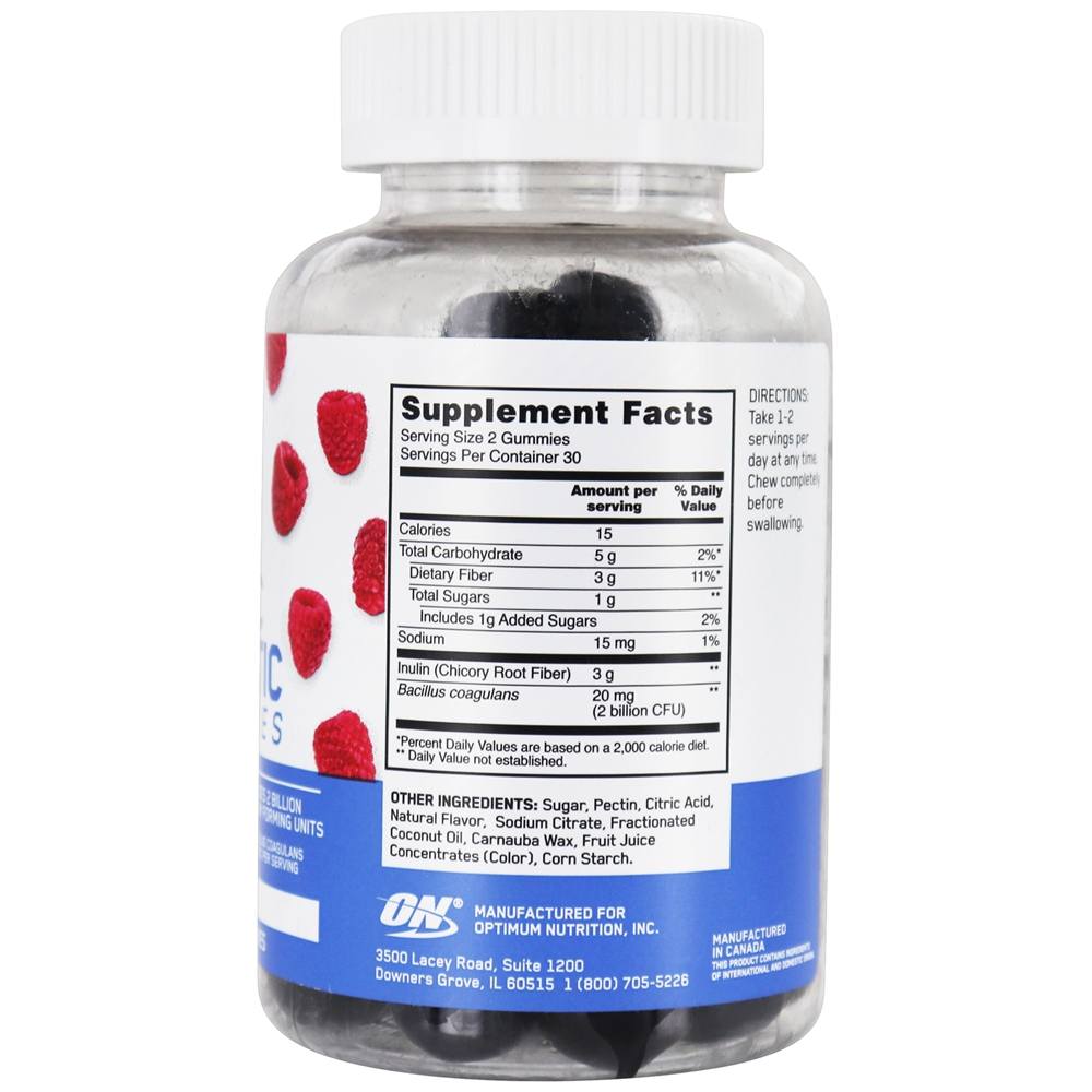 Fórmula Prebiótica + Probiótica Framboesa Azul 2 Bilhões de UFC - 60 Gummies Optimum Nutrition - Imagem 2