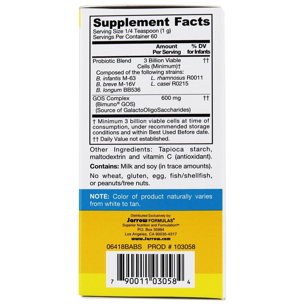 Pó probiótico de bebê Jarro-Dophilus - 2.1 oz. Jarrow Formulas - Imagem 3