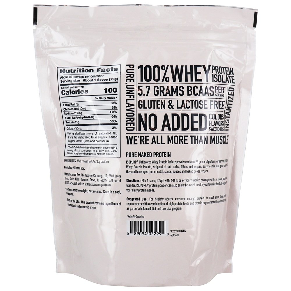 Isopure Whey Protein Isolate Powder sem sabor - 1 lb. Nature's Best - Imagem 2