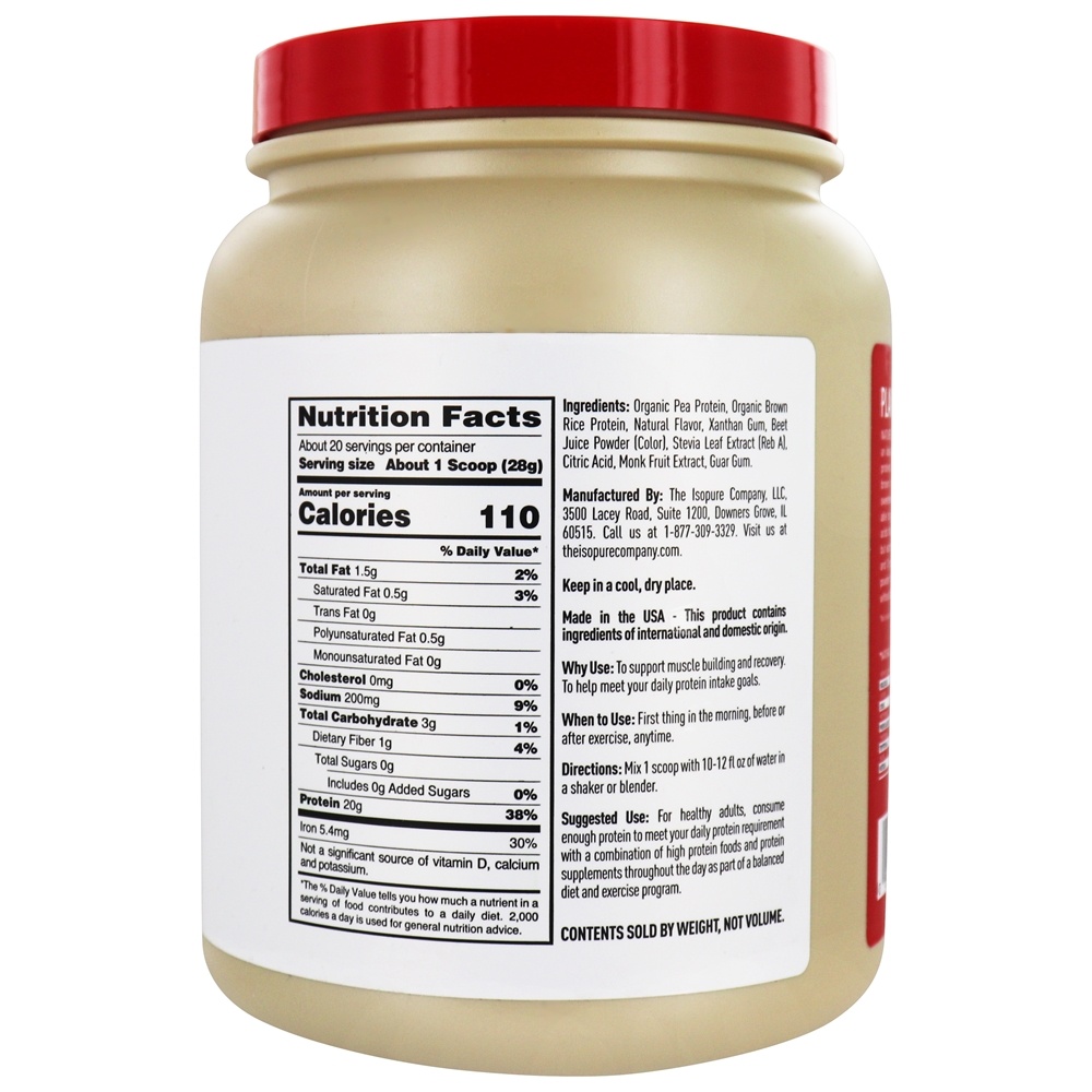 Isopure Ervilha à base de plantas e proteína de arroz integral em pó Morango - 1.23 lbs. Nature's Best - Imagem 2