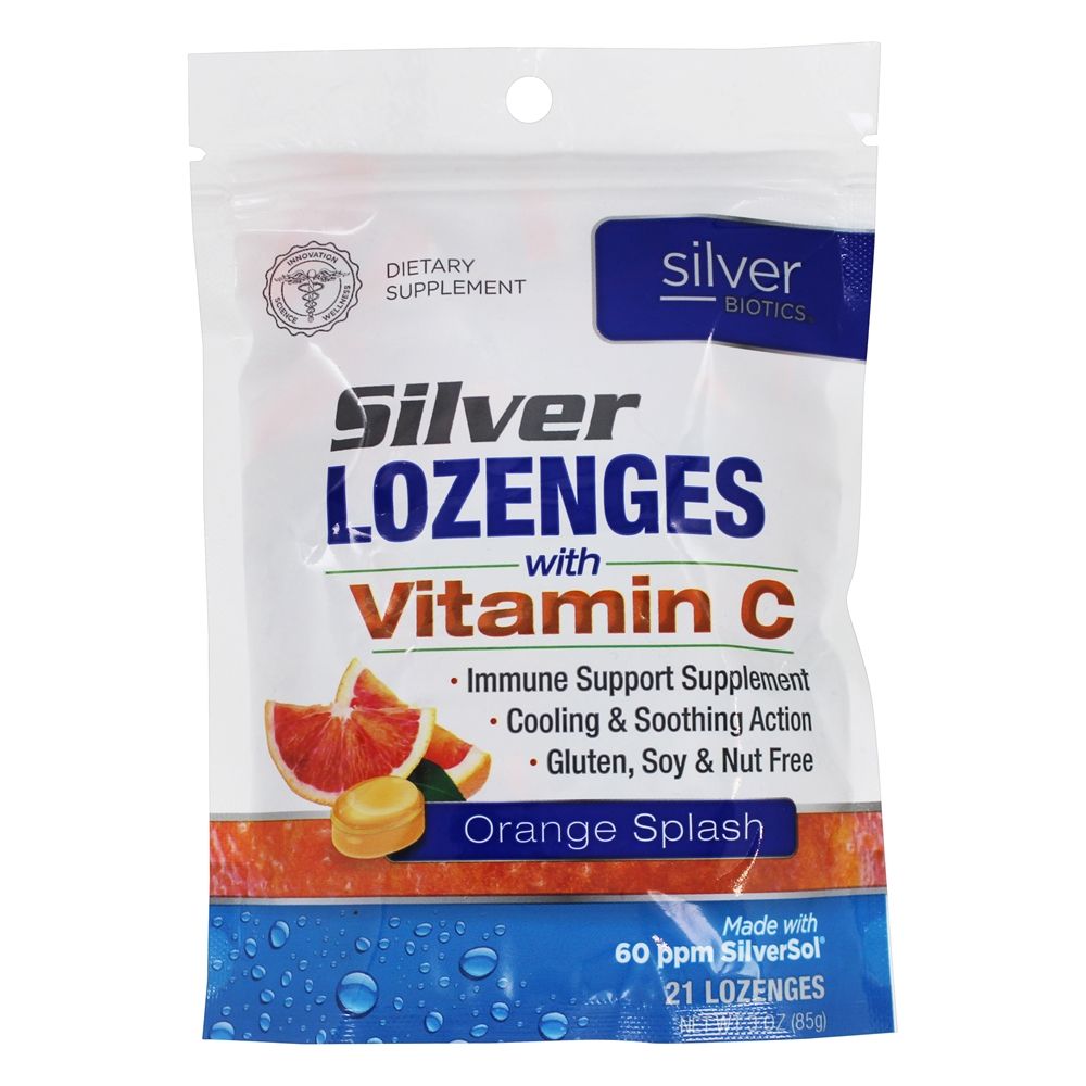 Suporte imunológico da Silver Biotics com vitamina C laranja Splash - 21 Pastilhas American Biotech Labs