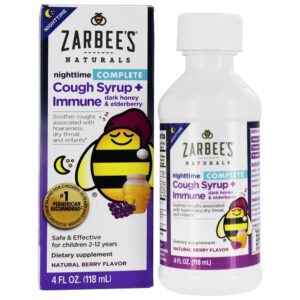 Xarope para a tosse noturno completo + mel escuro imune e baga natural de sabugueiro - 4 fl. oz. Zarbee's