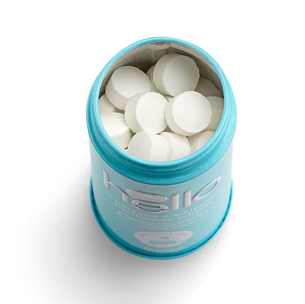 Creme dental antiplaca + clareador sem flúor, pastilha de hortelã-pimenta natural - 60 Tablets Hello Products - Imagem 4
