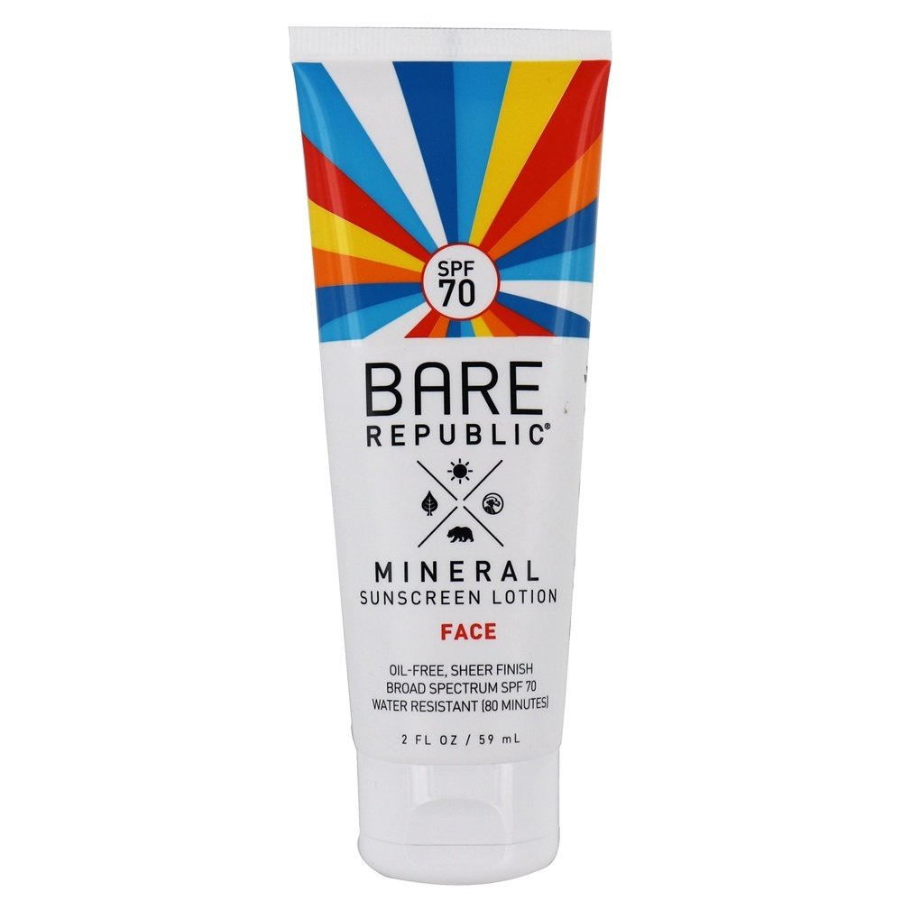 Loção Protetor Solar Facial Mineral Coco Baunilha Natural 70 FPS - 2 fl. oz. Bare Republic