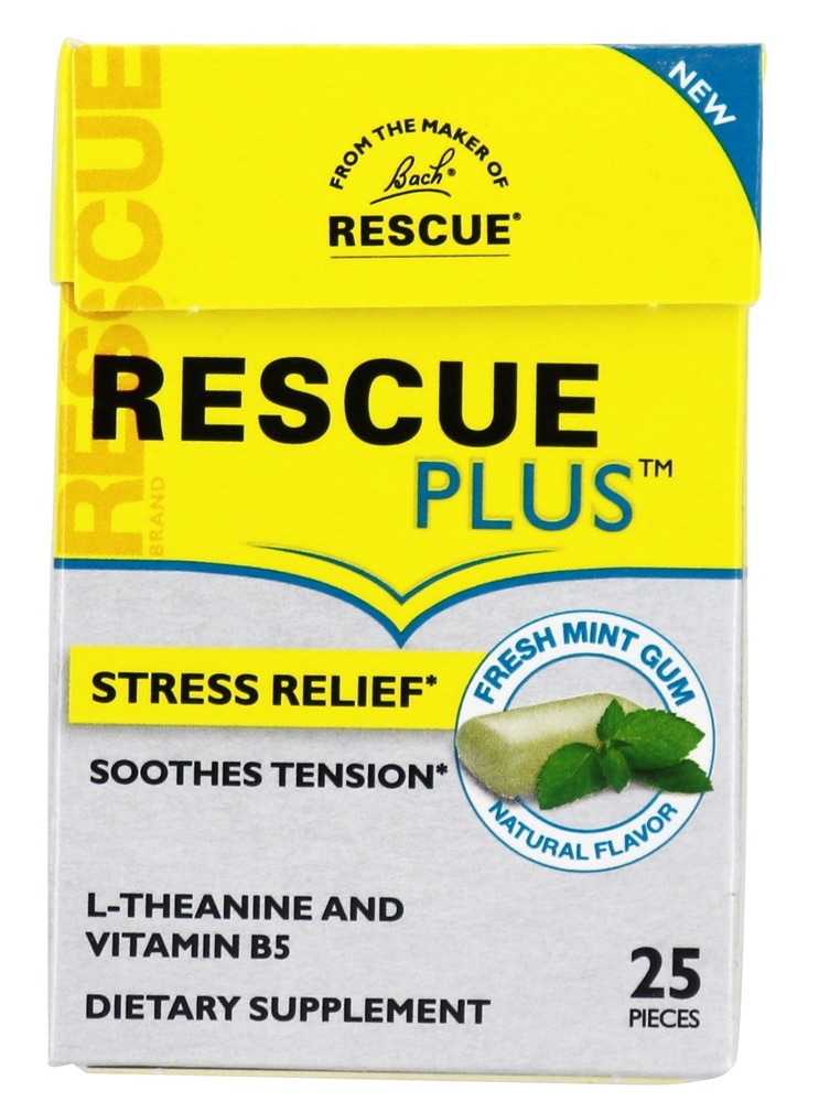 Rescue Plus Goma de alívio de tensão hortelã fresca - 25 Peça (s) Bach