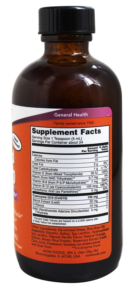 CoQ10 líquida 100 mg por colher de chá 100 mg. - 4 fl. oz. NOW Foods - Imagem 2