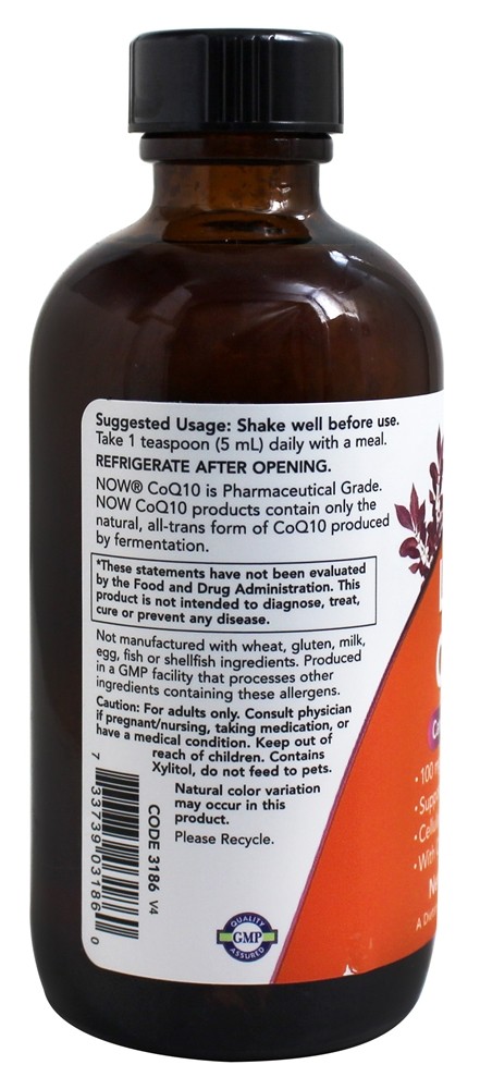 CoQ10 líquida 100 mg por colher de chá 100 mg. - 4 fl. oz. NOW Foods - Imagem 3