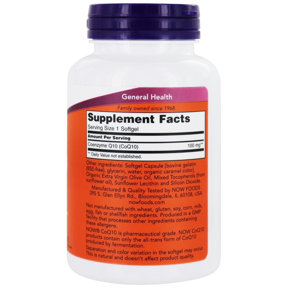 CoQ10 Para a Saúde Cardiovascular 100 mg. - 150 Softgels NOW Foods - Imagem 2
