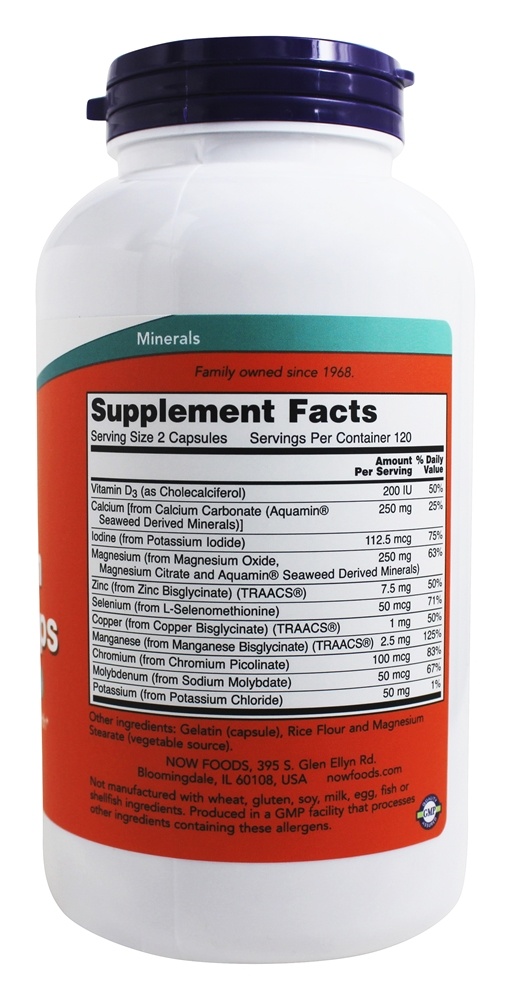 Spectrum Tampas minerais - Cápsulas 240 NOW Foods - Imagem 2