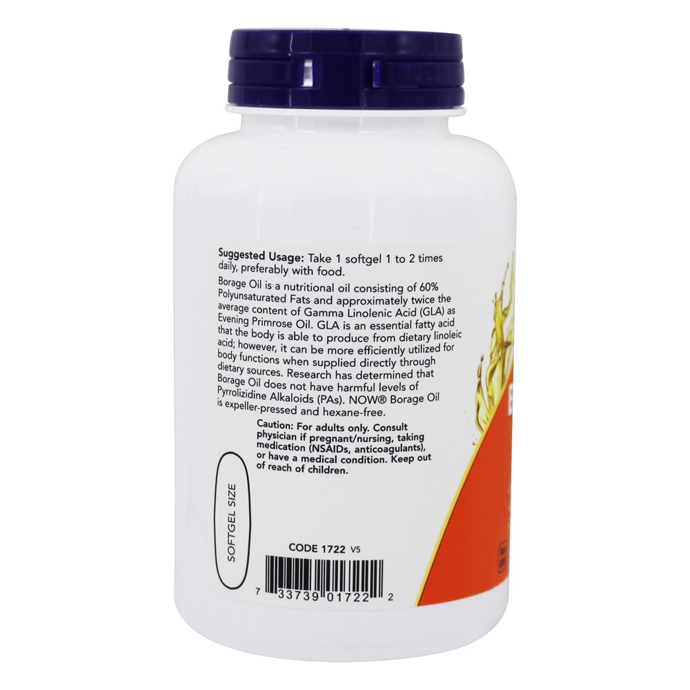Óleo de Borragem (GLA Concentrado) 1000 mg. - 120 Softgels NOW Foods - Imagem 3