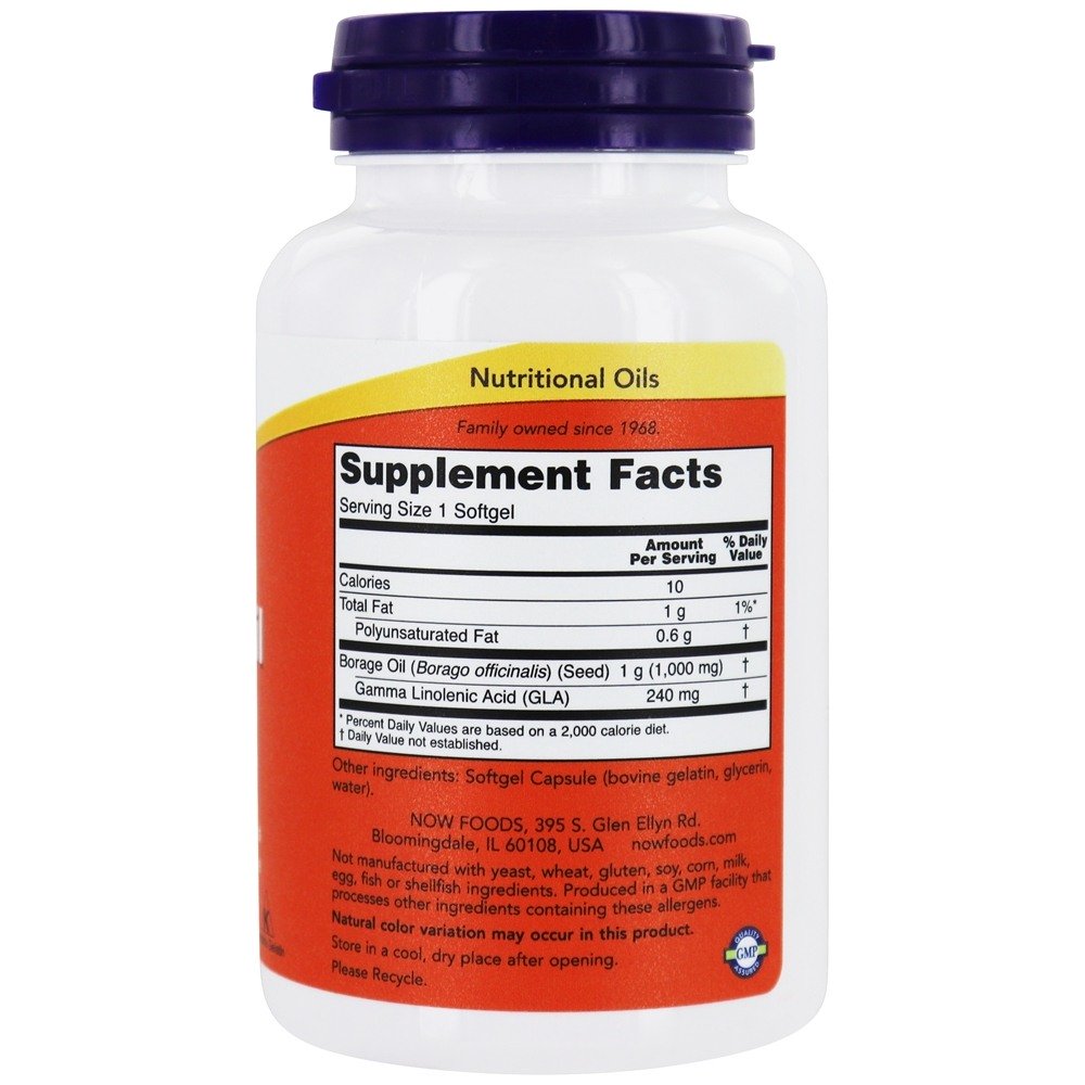 Óleo de borragem 1000 mg. - 60 Softgels NOW Foods - Imagem 2