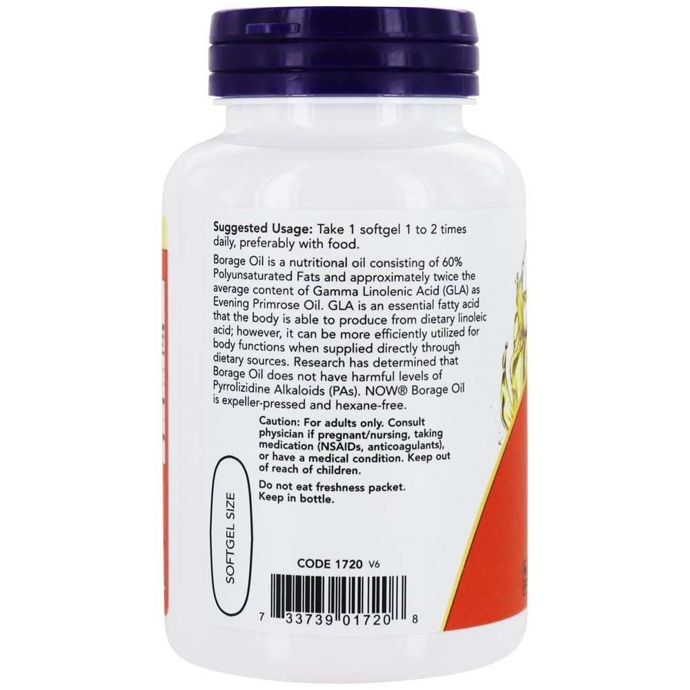 Óleo de borragem 1000 mg. - 60 Softgels NOW Foods - Imagem 3