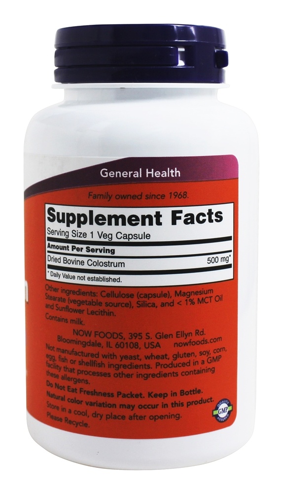 Colostro 500 mg. - Cápsulas 120 NOW Foods - Imagem 2
