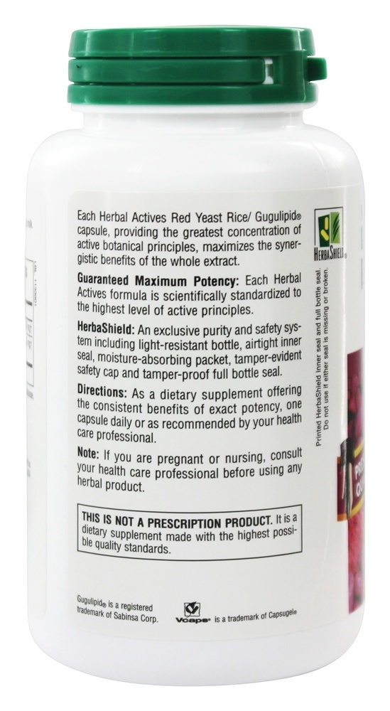 Suplemento Botânico de Arroz Vermelho Fermentado & Gugulipidio 450 mg. - Cápsulas vegetarianas 120 Natures Plus - Imagem 3