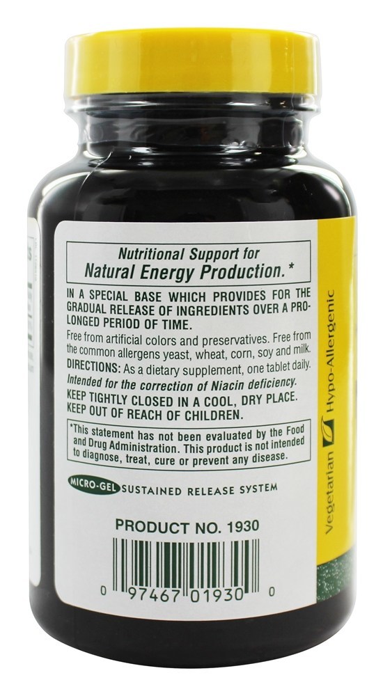 Liberação sustentada de niacinamida 1000 mg. - 90 Tablets Natures Plus - Imagem 3