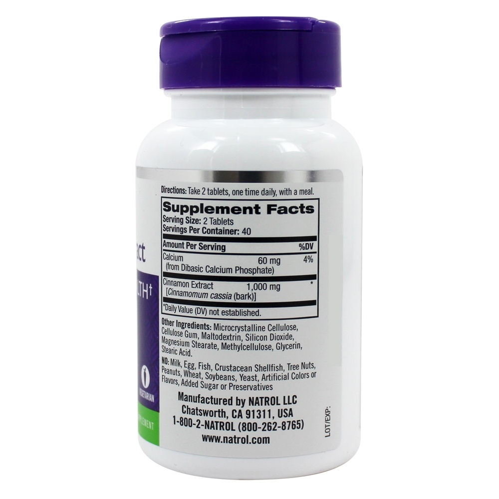 Extrato de canela 1000 mg. - 80 Tablets Natrol - Imagem 2