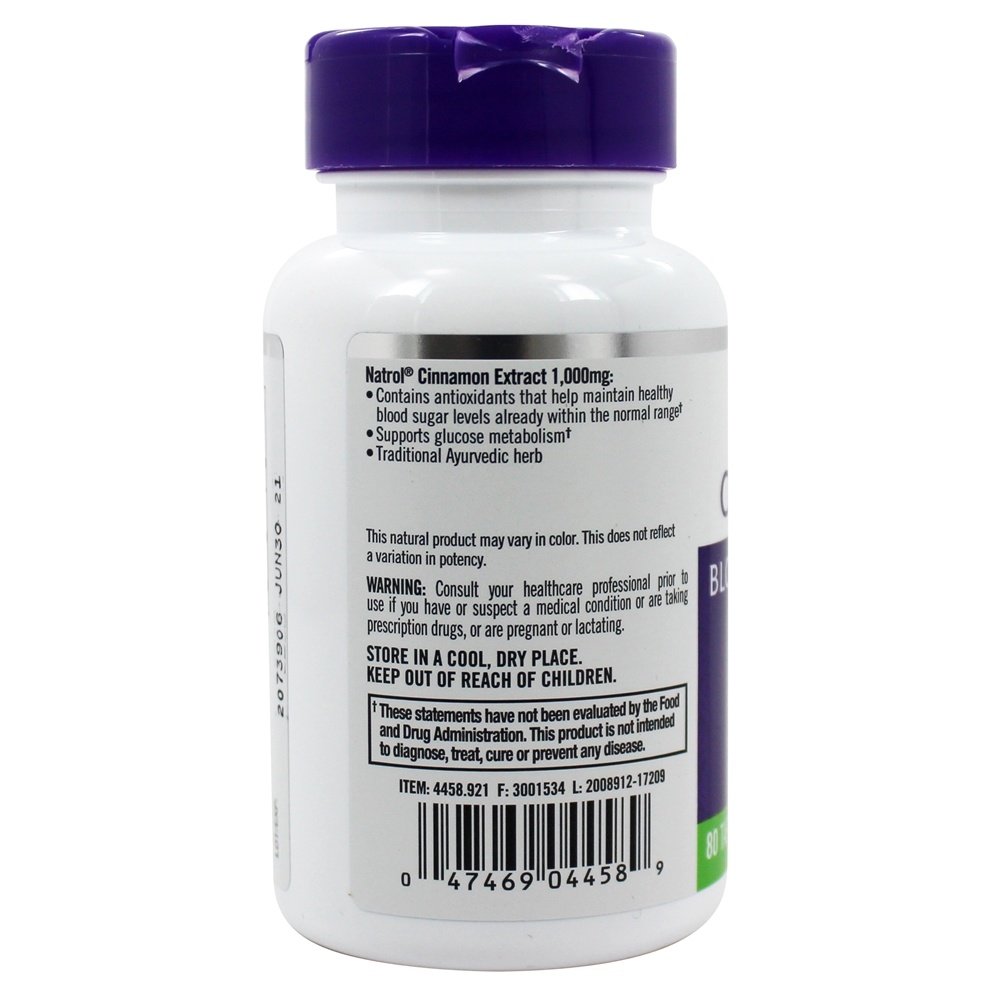 Extrato de canela 1000 mg. - 80 Tablets Natrol - Imagem 3