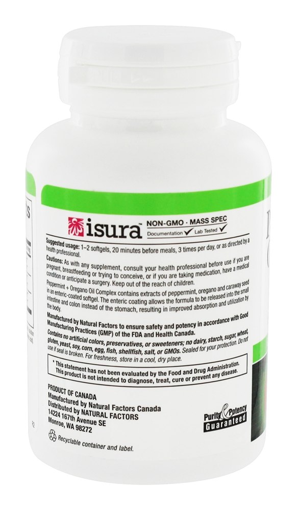 Hortelã-pimenta & Orégano óleo Complexo - 60 Softgels Natural Factors - Imagem 3
