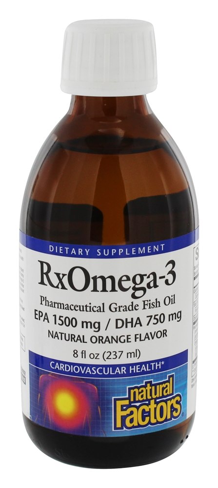 Fatores RxOmega-3 EPA 1500 mg / DHA 750 mg Sabor Líquido Laranja - 8 fl. oz. Natural Factors