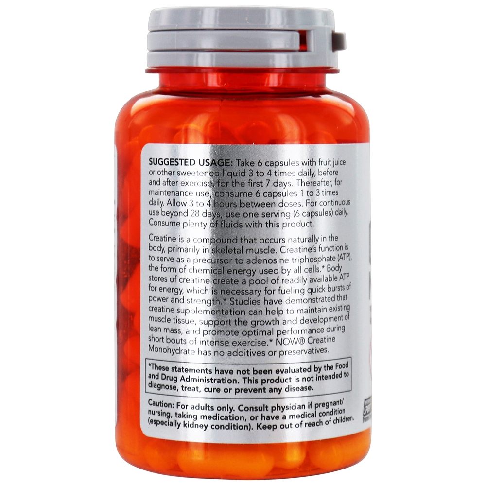 NOW Sports Creatine Monohydrate 100 % Pure Pó 750 mg . - 120 Cápsula (s) vegetal (s) NOW Foods - Imagem 3