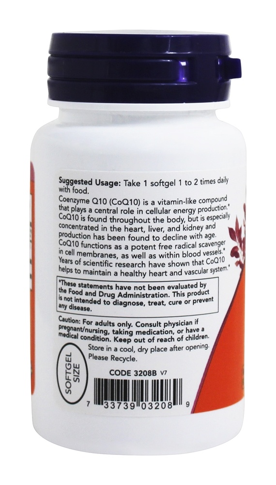 CoQ10 Para a Saúde Cardiovascular 100 mg. - 50 Softgels NOW Foods - Imagem 3