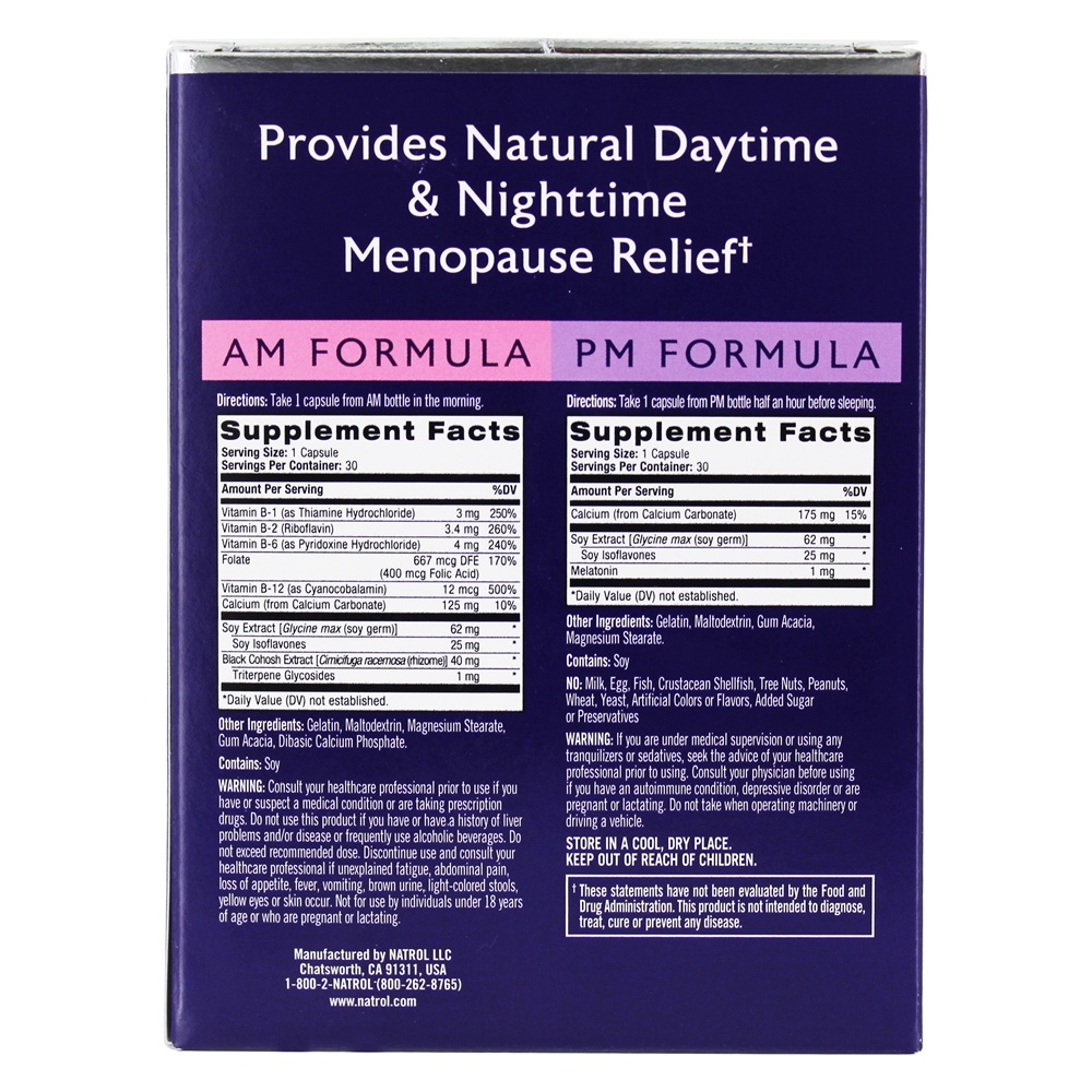 Preencha os Balance Menopausa de alívio AM e PM - Cápsulas 60 Natrol - Imagem 3