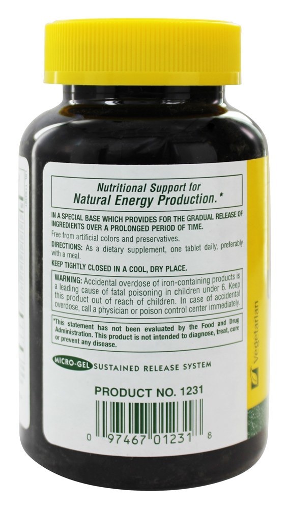 Complexo de Ultra Alta Potência B com Vitamina C e Ferro - 90 Tablets Natures Plus - Imagem 3