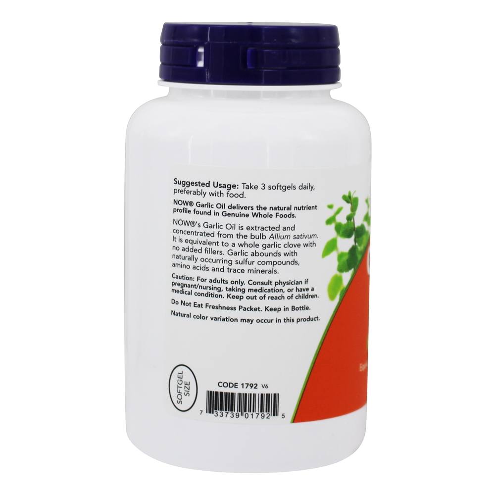 Óleo de alho 1500 mg. - 250 Softgels NOW Foods - Imagem 3