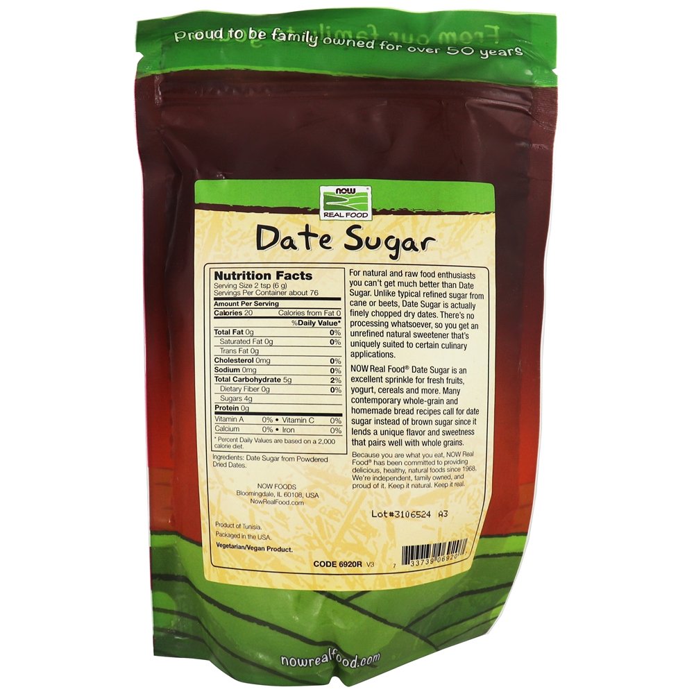 NOW Real Food Data Sugar - 1 lb. NOW Foods - Imagem 2