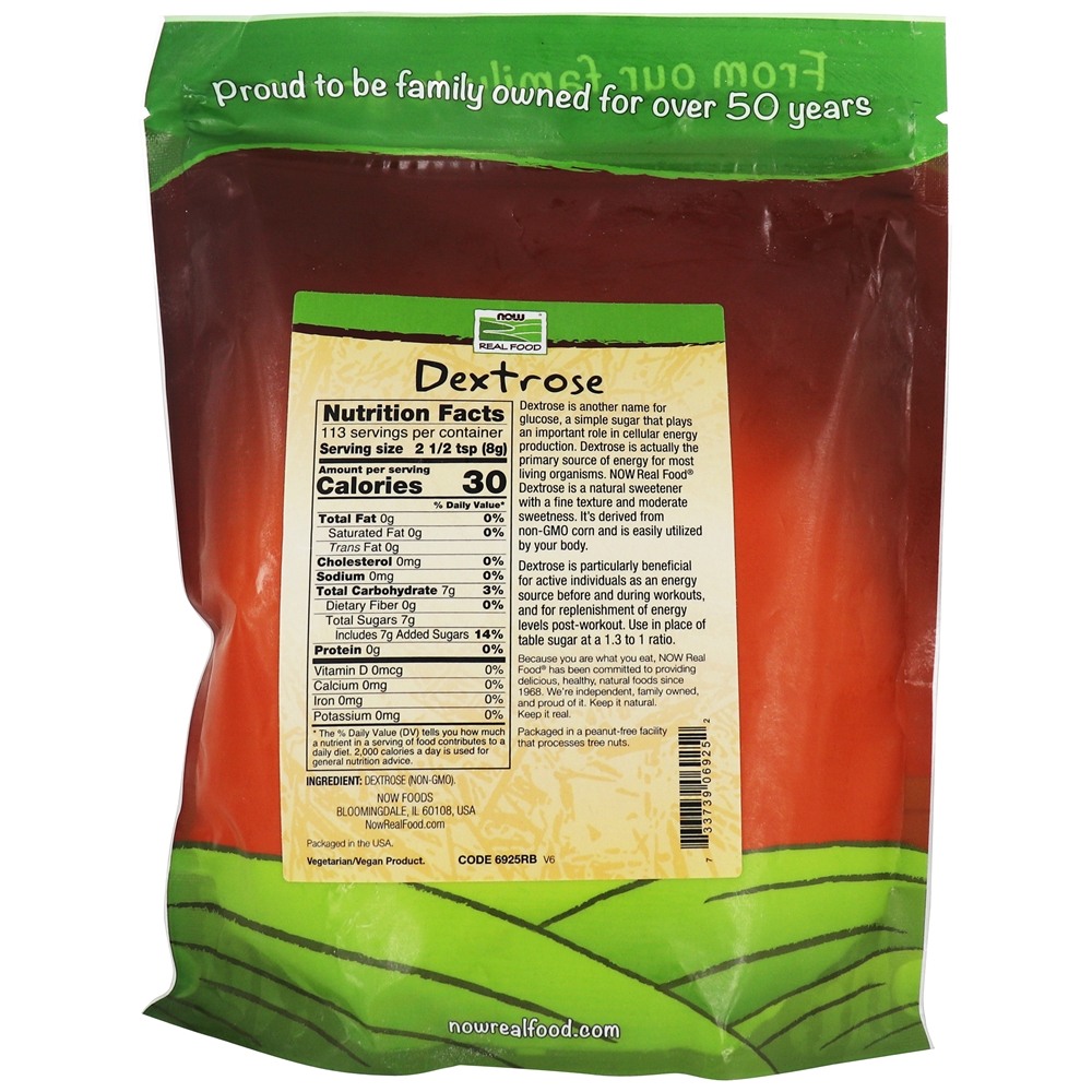 NOW Real Food Dextrose em pó - 32 oz. NOW Foods - Imagem 2