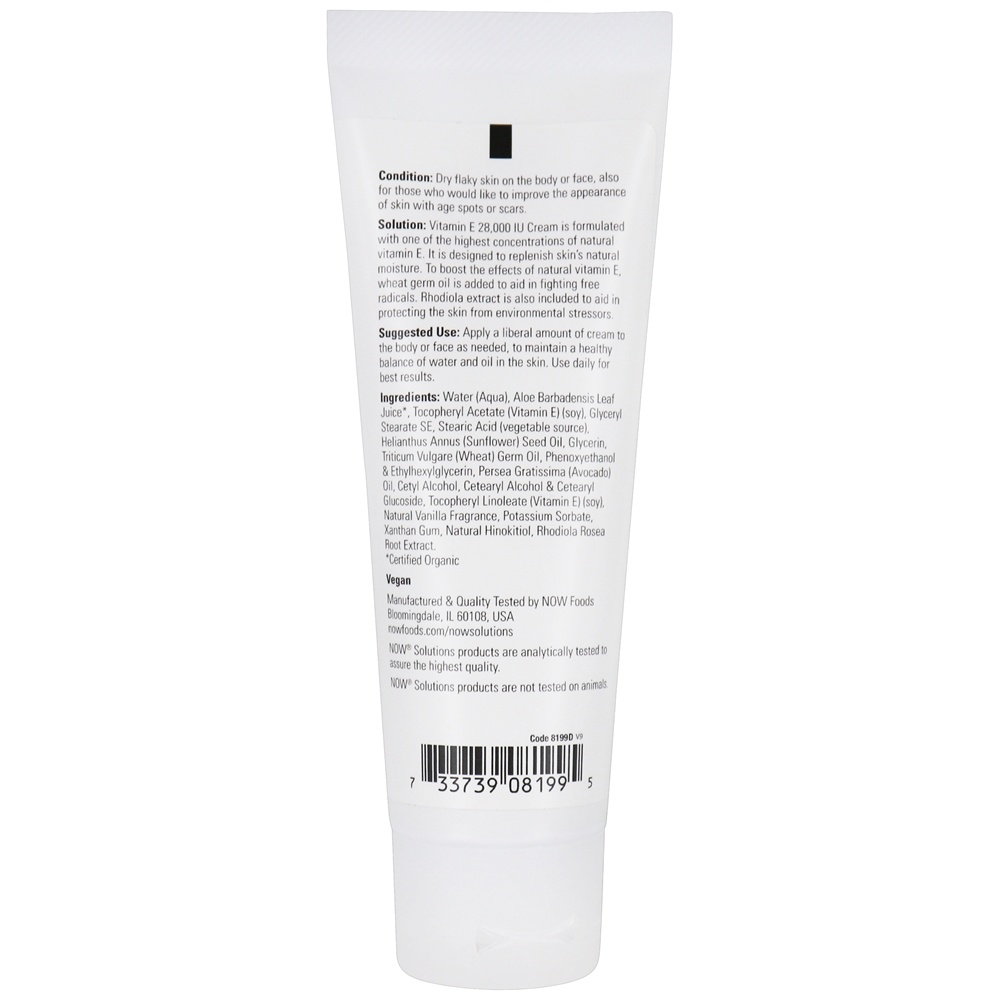 NOW Solutions Creme de Vitamina E 28000 UI - 4 fl. oz. NOW Foods - Imagem 2