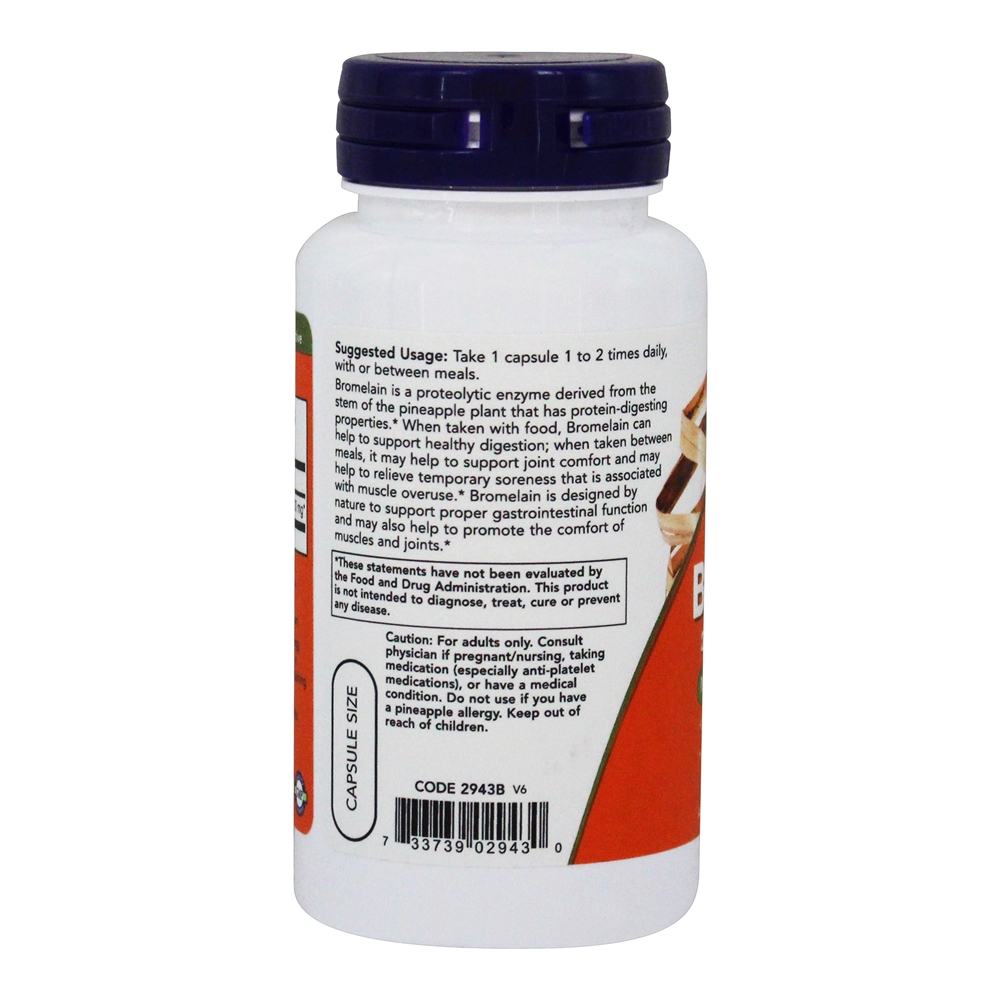 Bromelaína 2400 GDU/g 500 mg. - Cápsulas vegetarianas 60 NOW Foods - Imagem 3