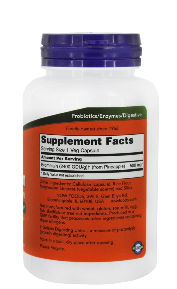 Bromelaína 2400 GDU/g 500 mg. - Cápsulas vegetarianas 120 NOW Foods - Imagem 2