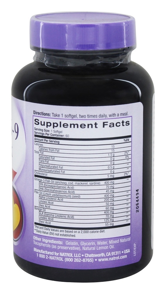 Omega 3 - 6 - 9 Complexo - 60 Softgels Natrol - Imagem 2