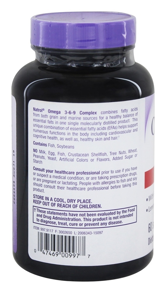 Omega 3 - 6 - 9 Complexo - 60 Softgels Natrol - Imagem 3